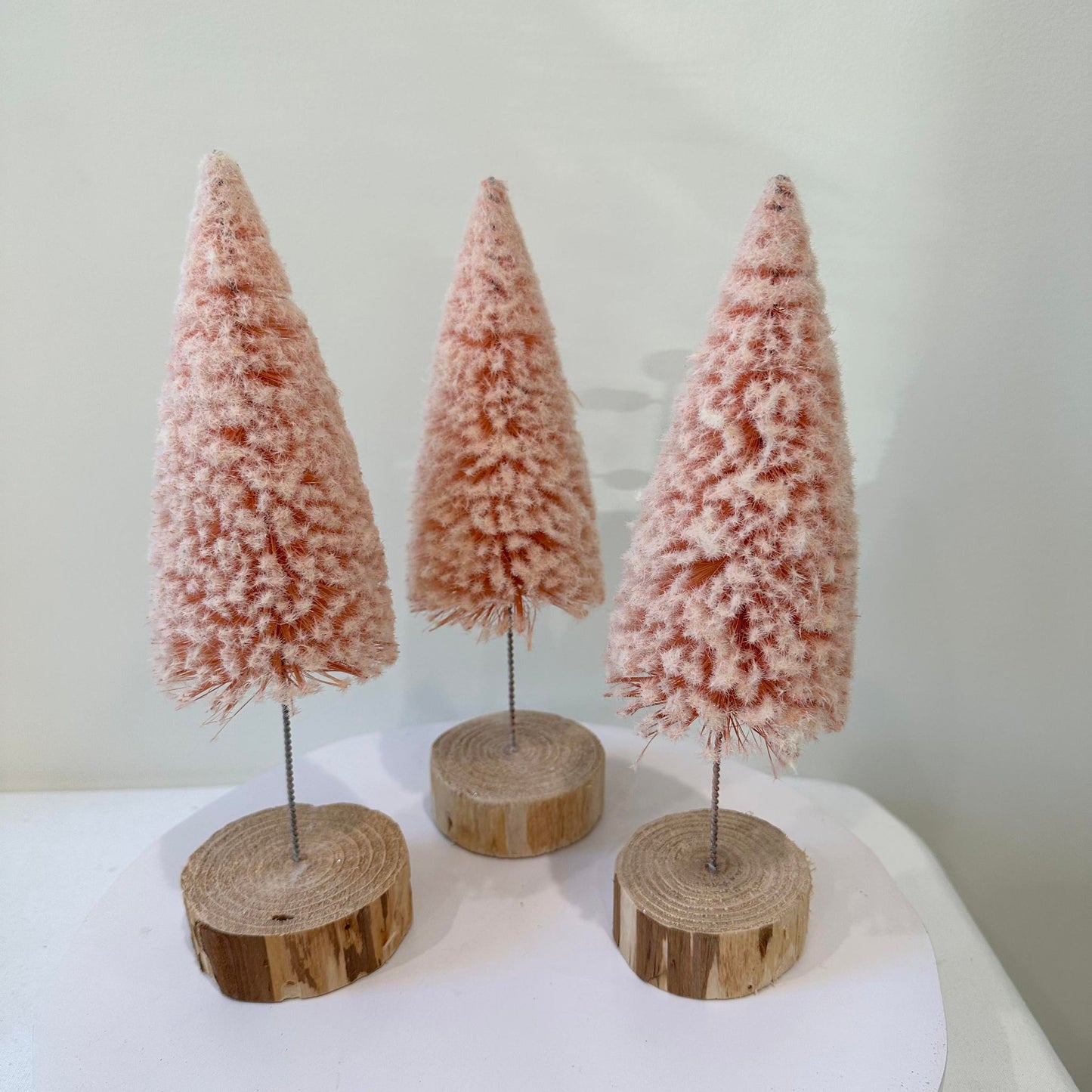 Pink Bottle Brush Trees - Set of 3