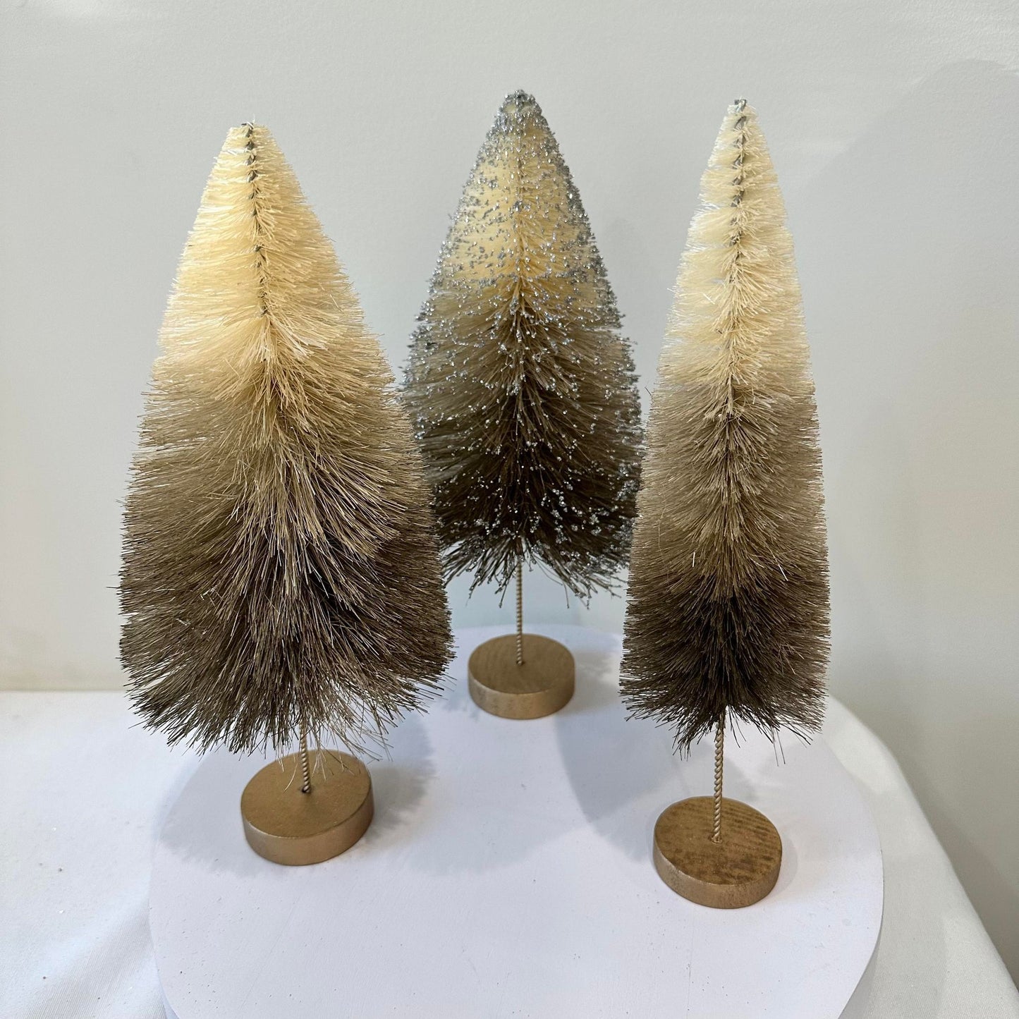 Brown Ombre Bottle Brush Trees - Set of 3