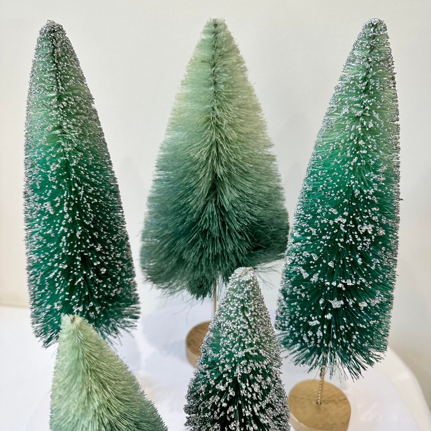 Green Ombre Bottle Brush Trees - Set of 2
