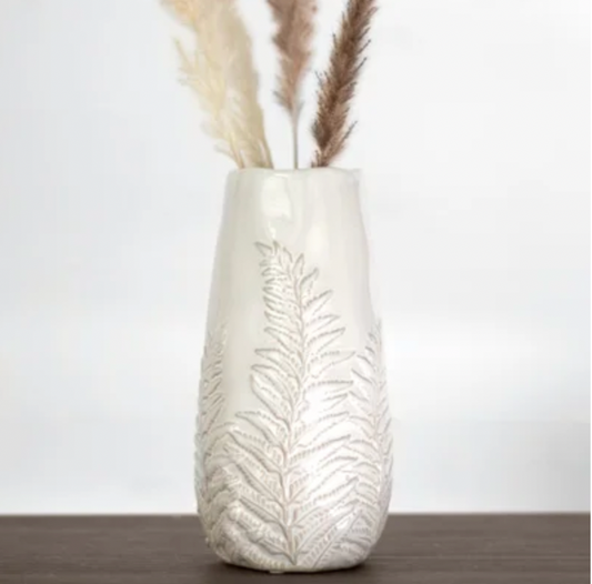 White Fern Vase