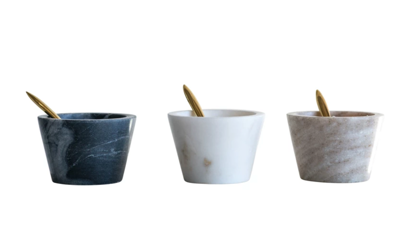 Marble Bowl with Brass Spoon 3 Colors