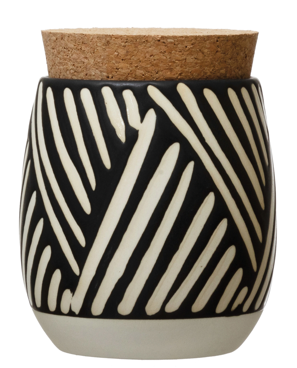 Debossed Canister with Pattern and Cork Lid