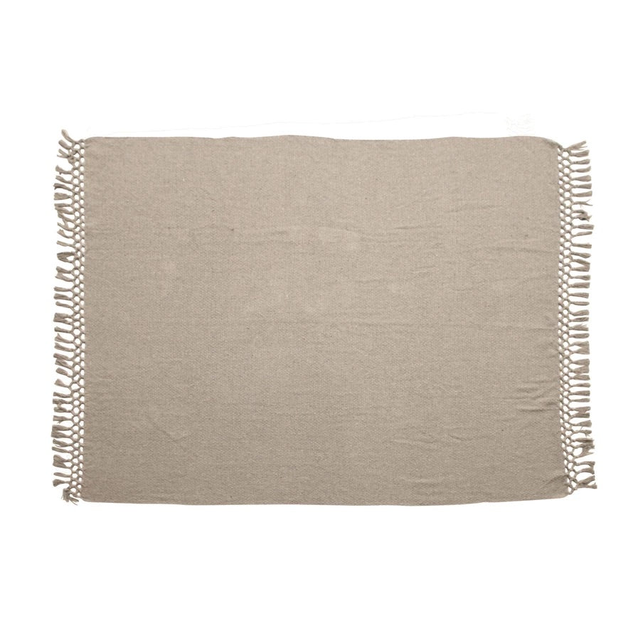 Recycled Cotton Blend Throw with Tassels Gray
