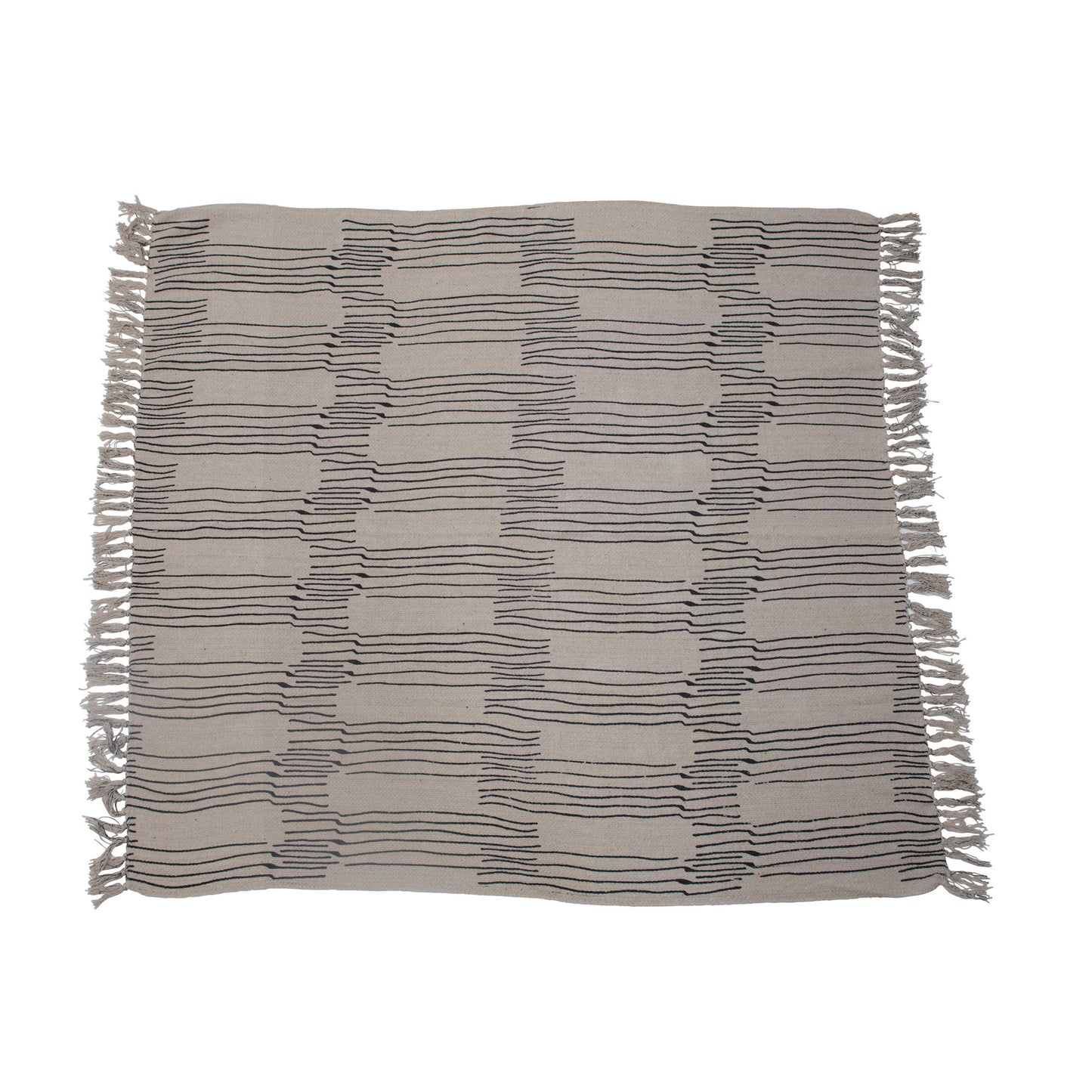 Recycled Cotton Blend Printed Throw with Fringe