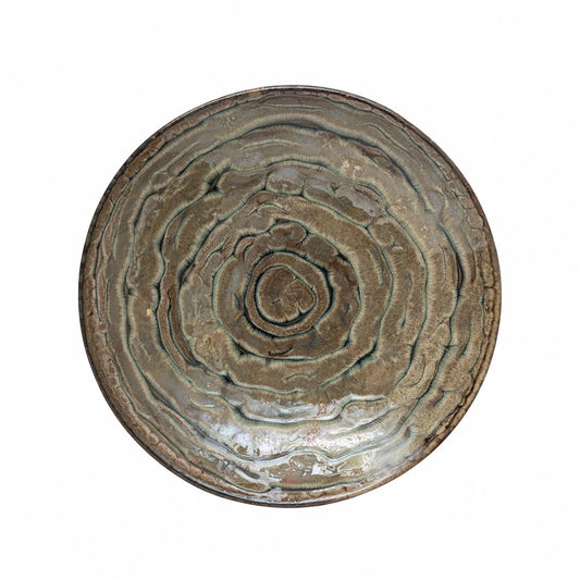 Decorative Stoneware Platter, Reactive Glaze