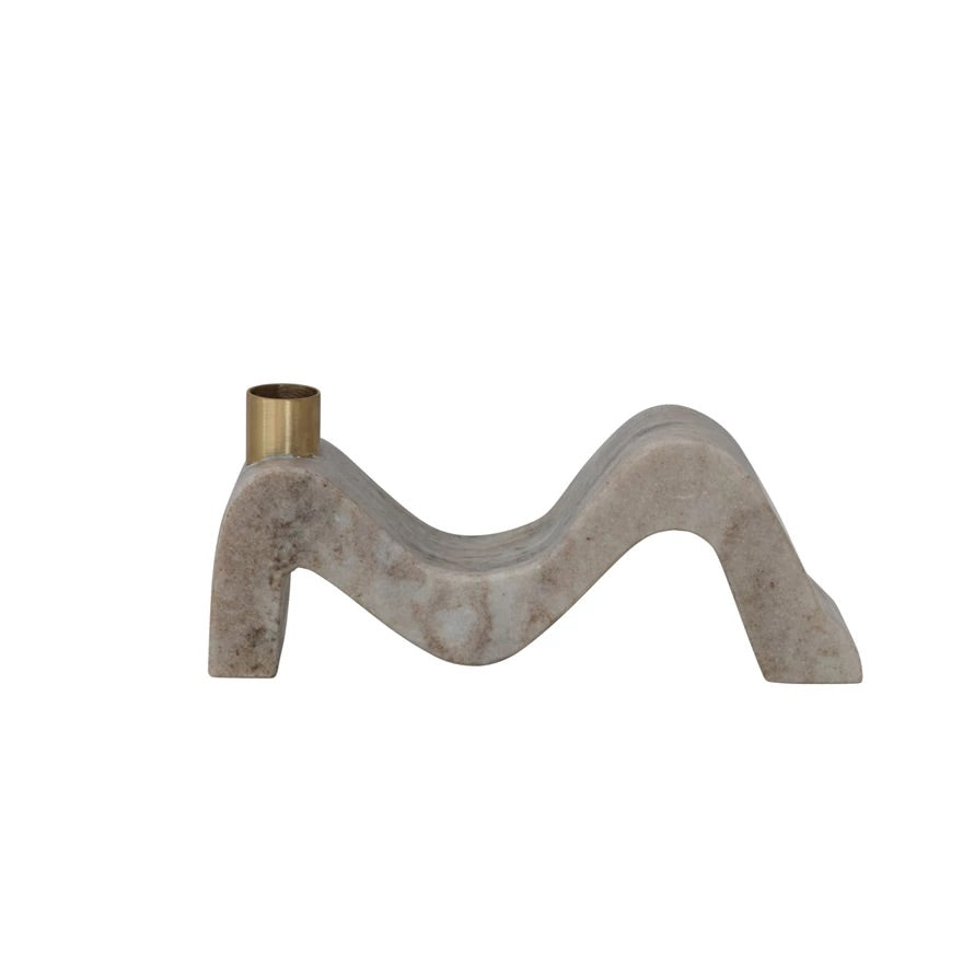 Marble and Brass Wave Taper Holder
