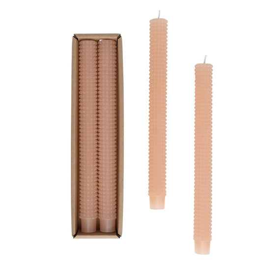 Unscented Hobnail Taper Candles in Box, Set of 2 Pink