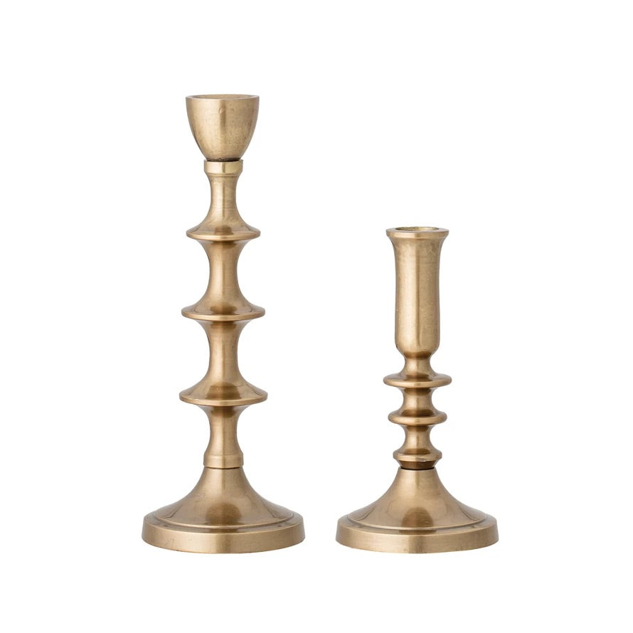Metal Taper Holders with Antique Finish, Set of 2
