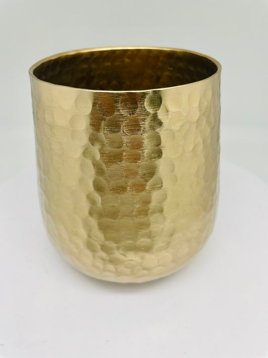 Small Hammered Metal Planter Gold Finish
