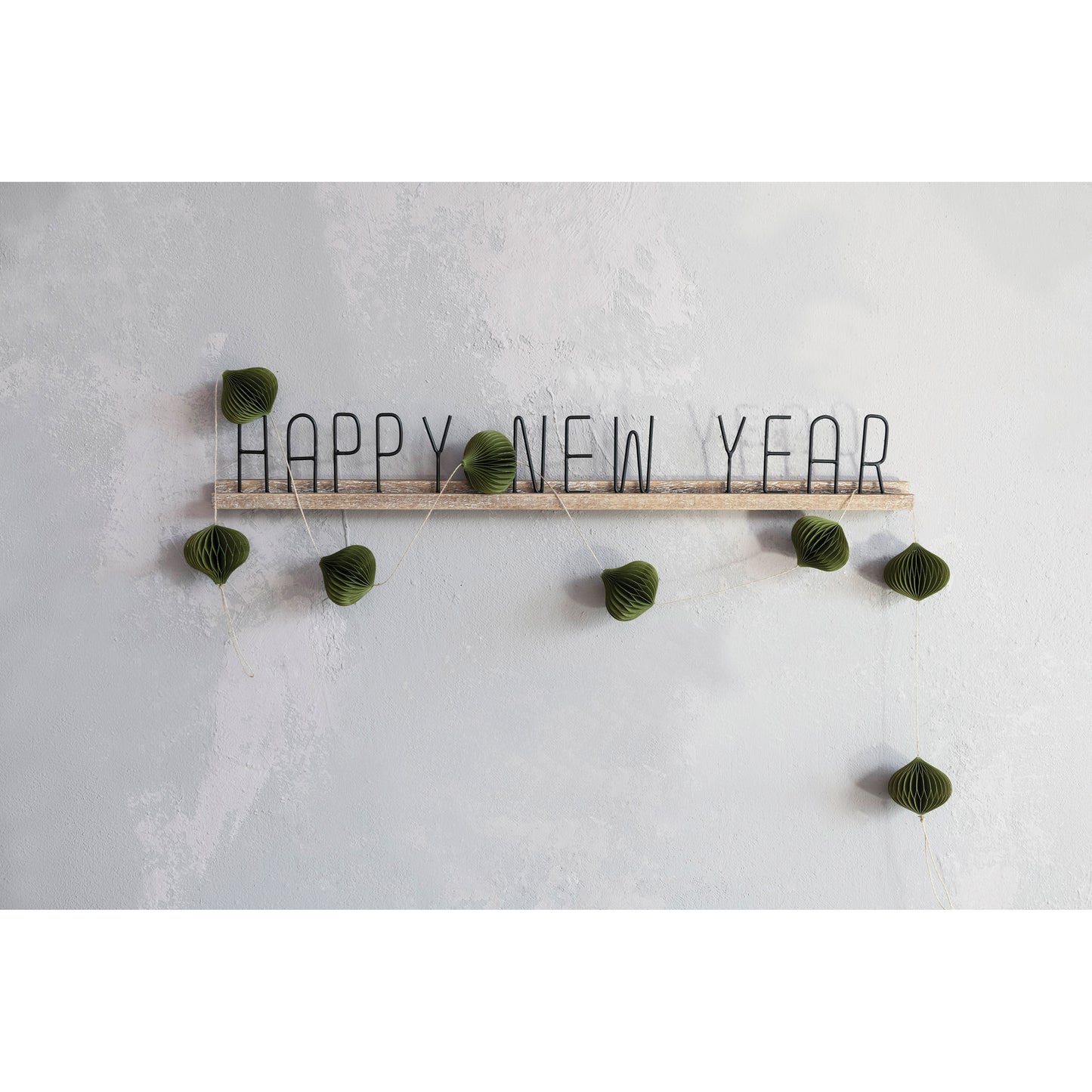 Metal and Wood Mantel Sign "Happy New Year"