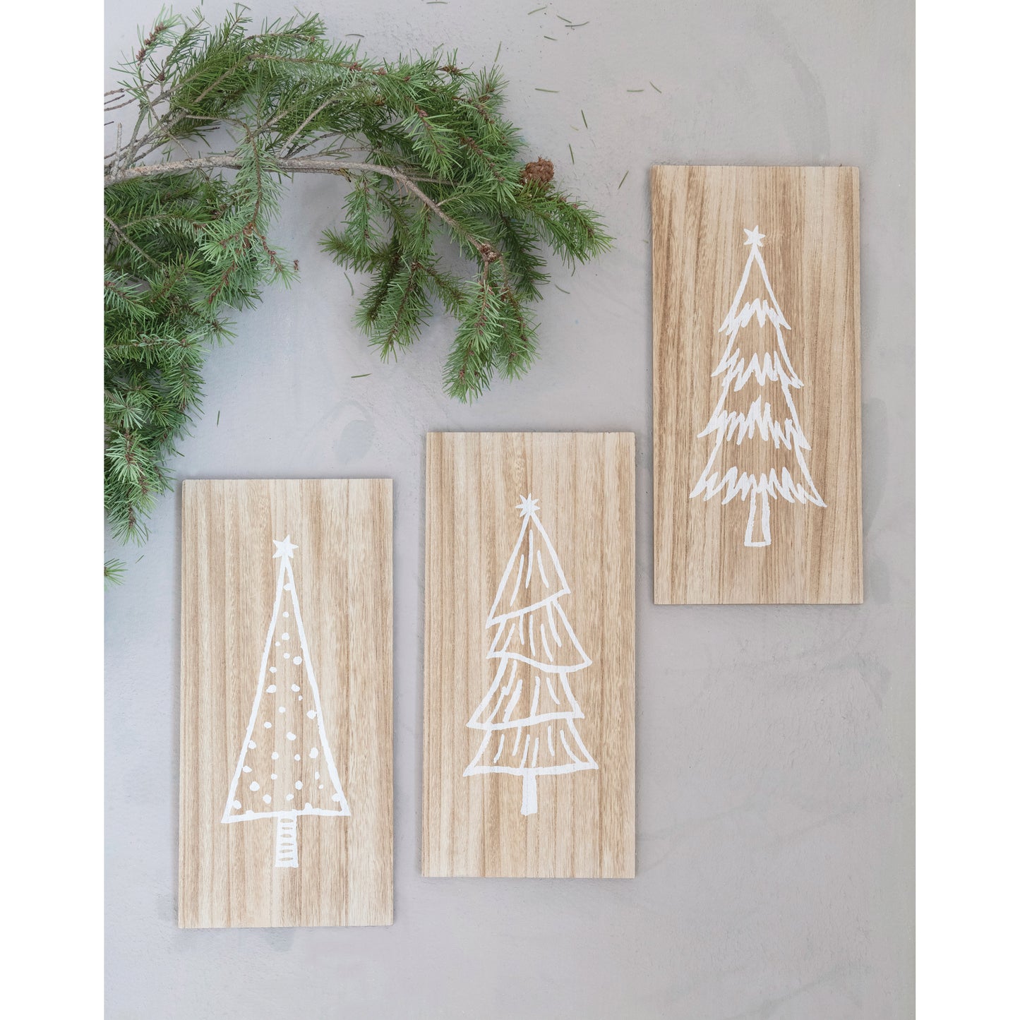 MDF Wall Decor with Christmas Trees, 3 Styles (Hangs or Sits)