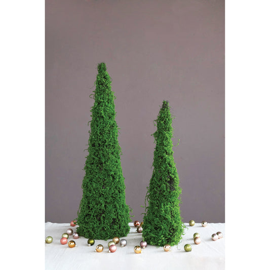Faux Moss and Twig Cone Tree, Green